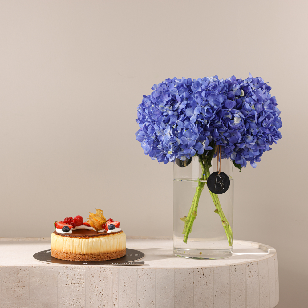 Azure Indulgence with cake