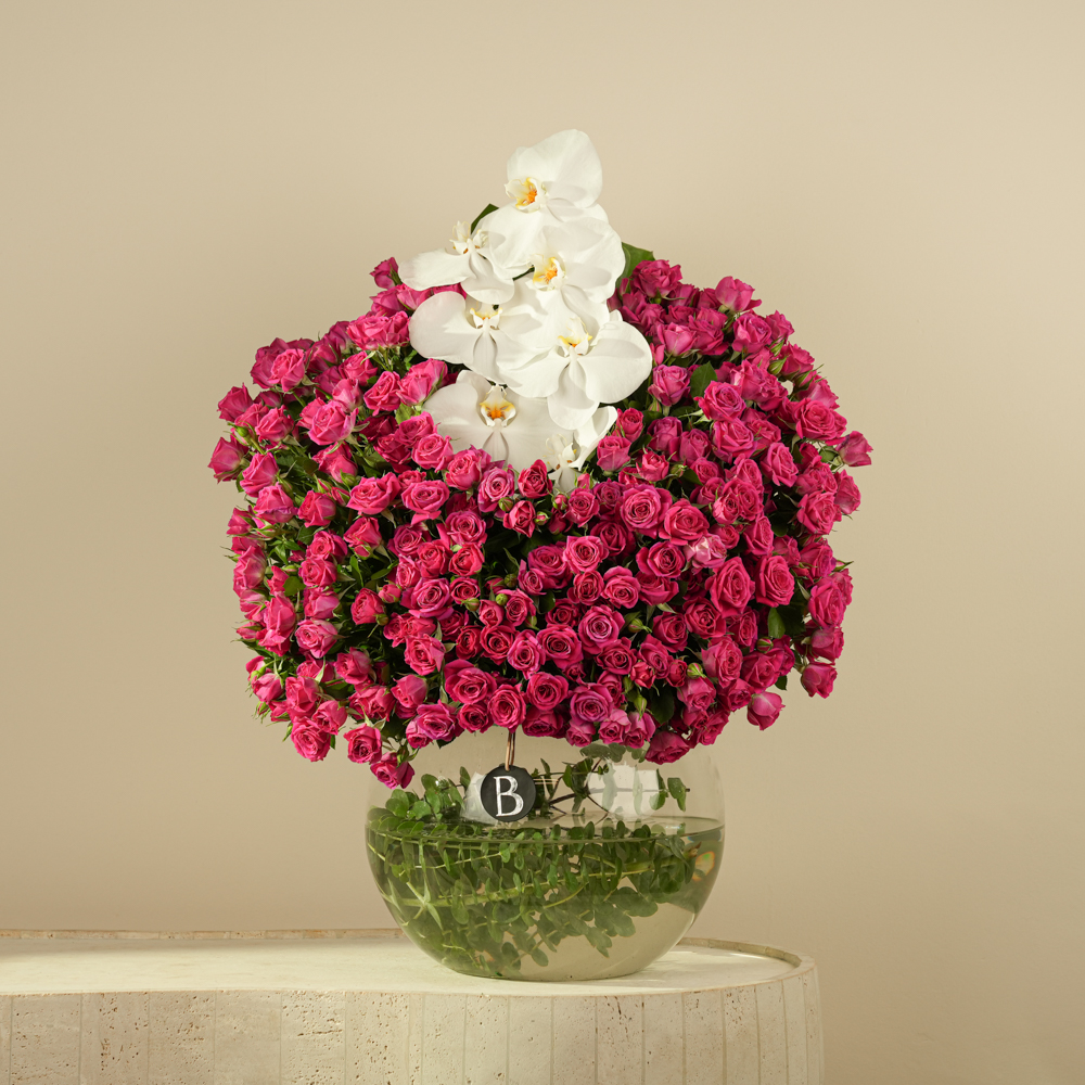 Orchid Rose Luxe – Premium Pink Rose & Orchid Vase