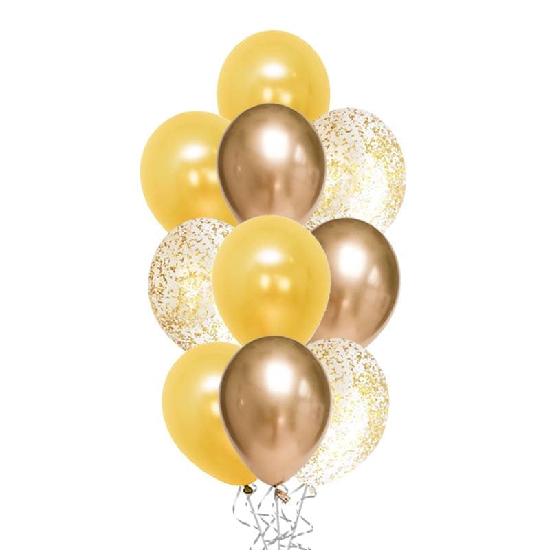 Luxury Gold and Chrome Champagne Balloon Bouquet (Pack of 10)