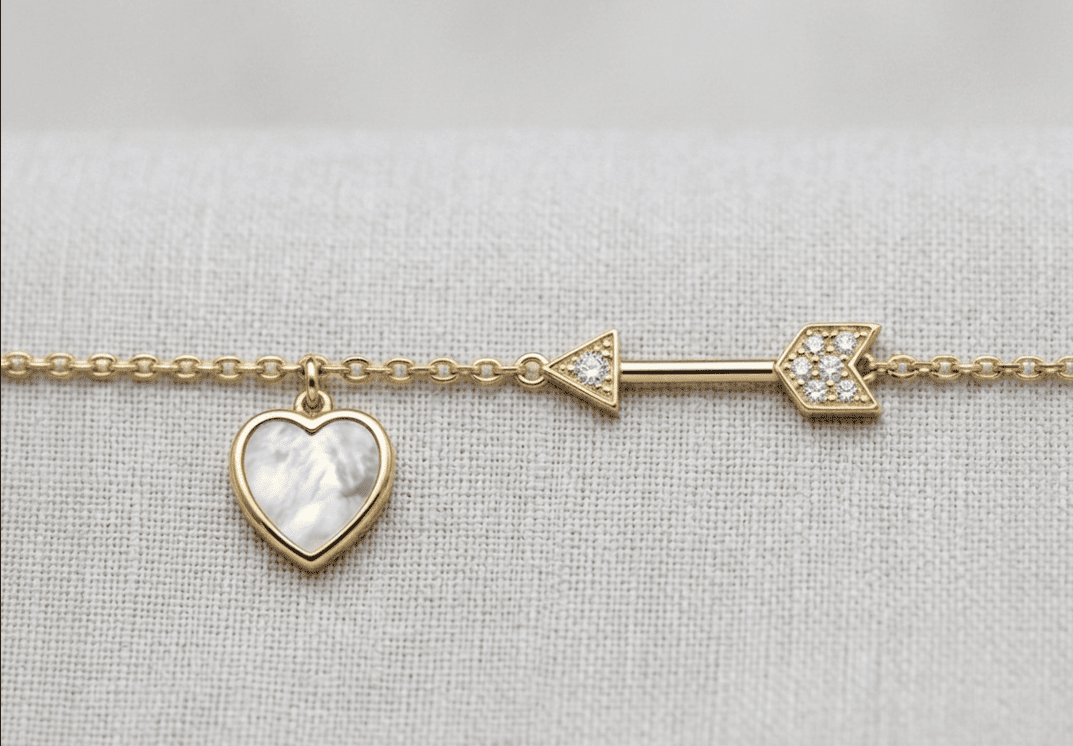 Gold plated bracelet with MOP (Mother of Pearl) and zirconia - DMB384HZ18E