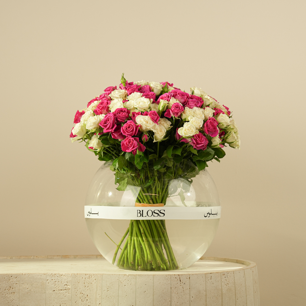 Rosé Duo Harmony – Pink & White Rose Vase