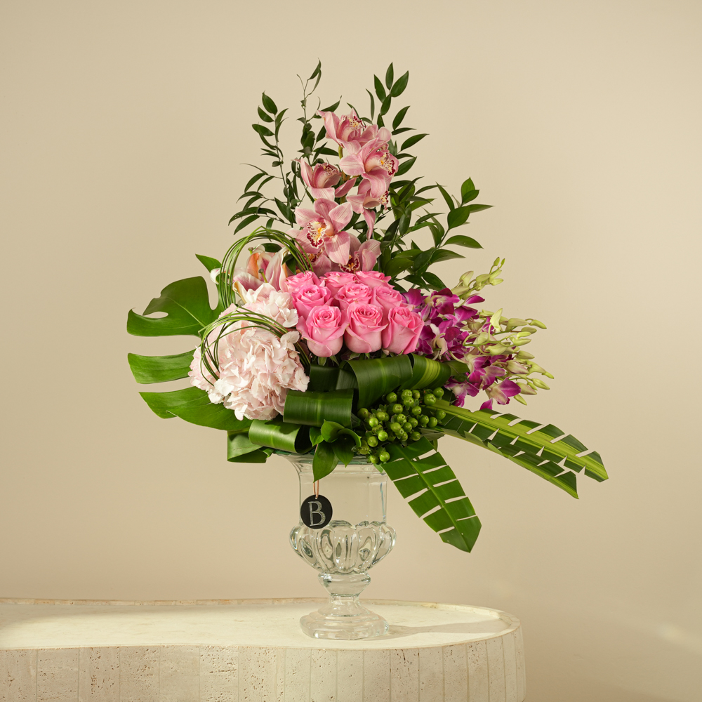 Bloss Orchid Rosé – Pink Orchid & Rose Designer Vase