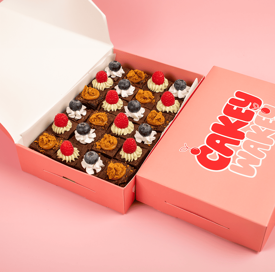 Cakey Wakey Gourmet Berry & Biscoff Brownie Box