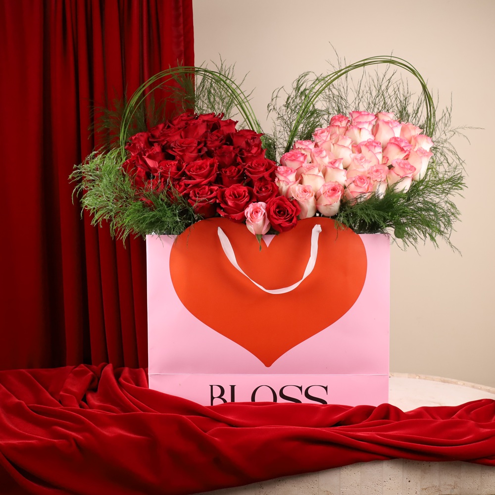 Twin Hearts Rose Bag