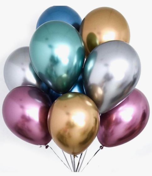 Luxury Metallic Chrome Latex Balloon Bouquet (Pack of 10)