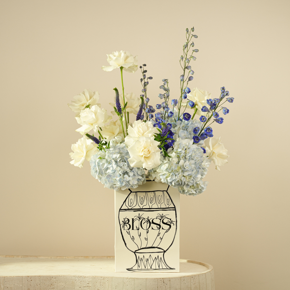 Blue Muse Harmony – White & Blue Artistic Vase