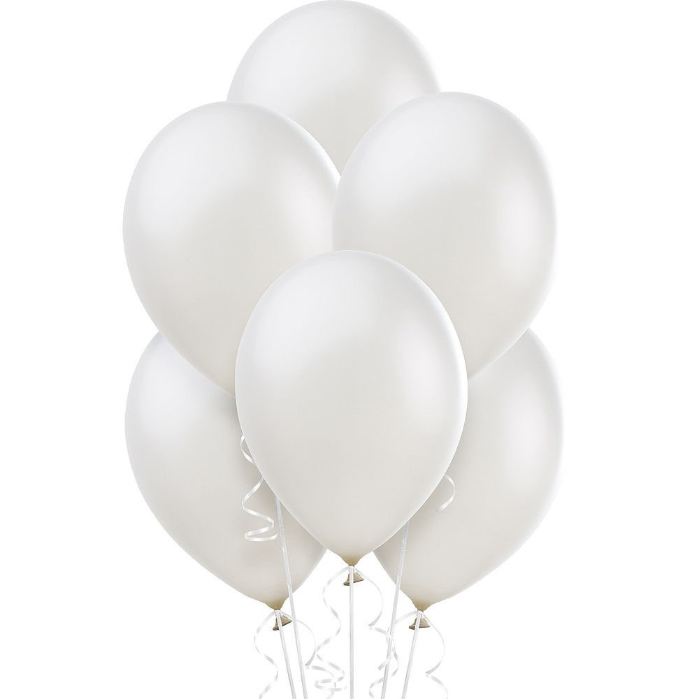 Premium Matte White Latex Balloons Bunch (Pack of 6)